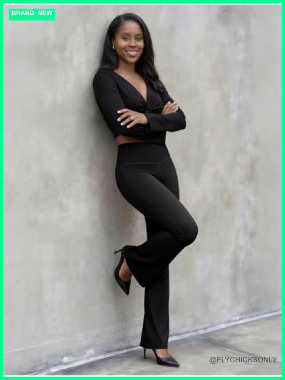 High Waist Tummy Control Flared Yoga Pants Bootcut Leggings with Inner Pocket - Picture 5 of 6